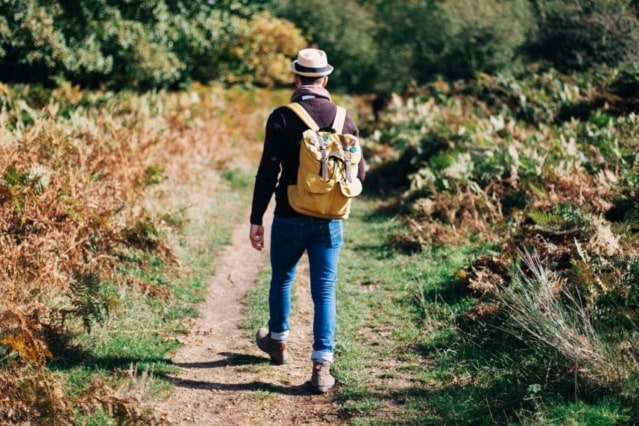 Man walking wearing compression socks