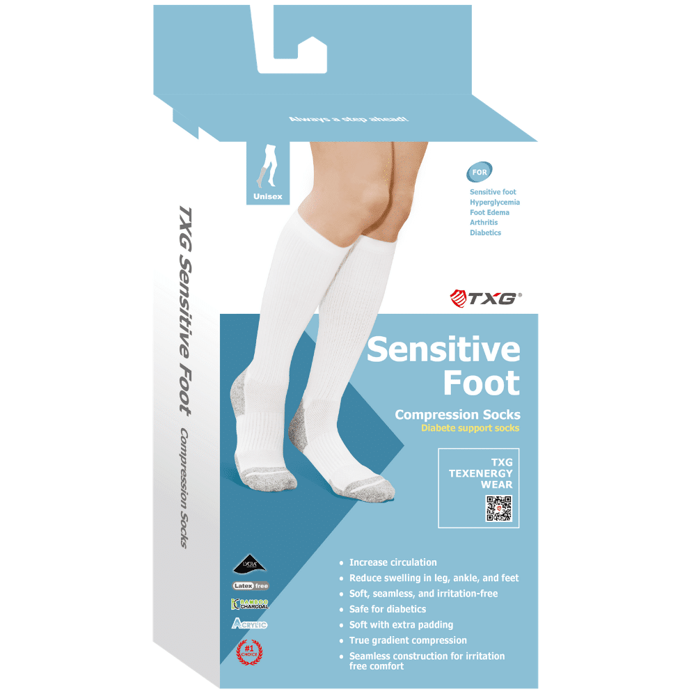 TXG Travel Compression Socks - Sensitive Foot Style