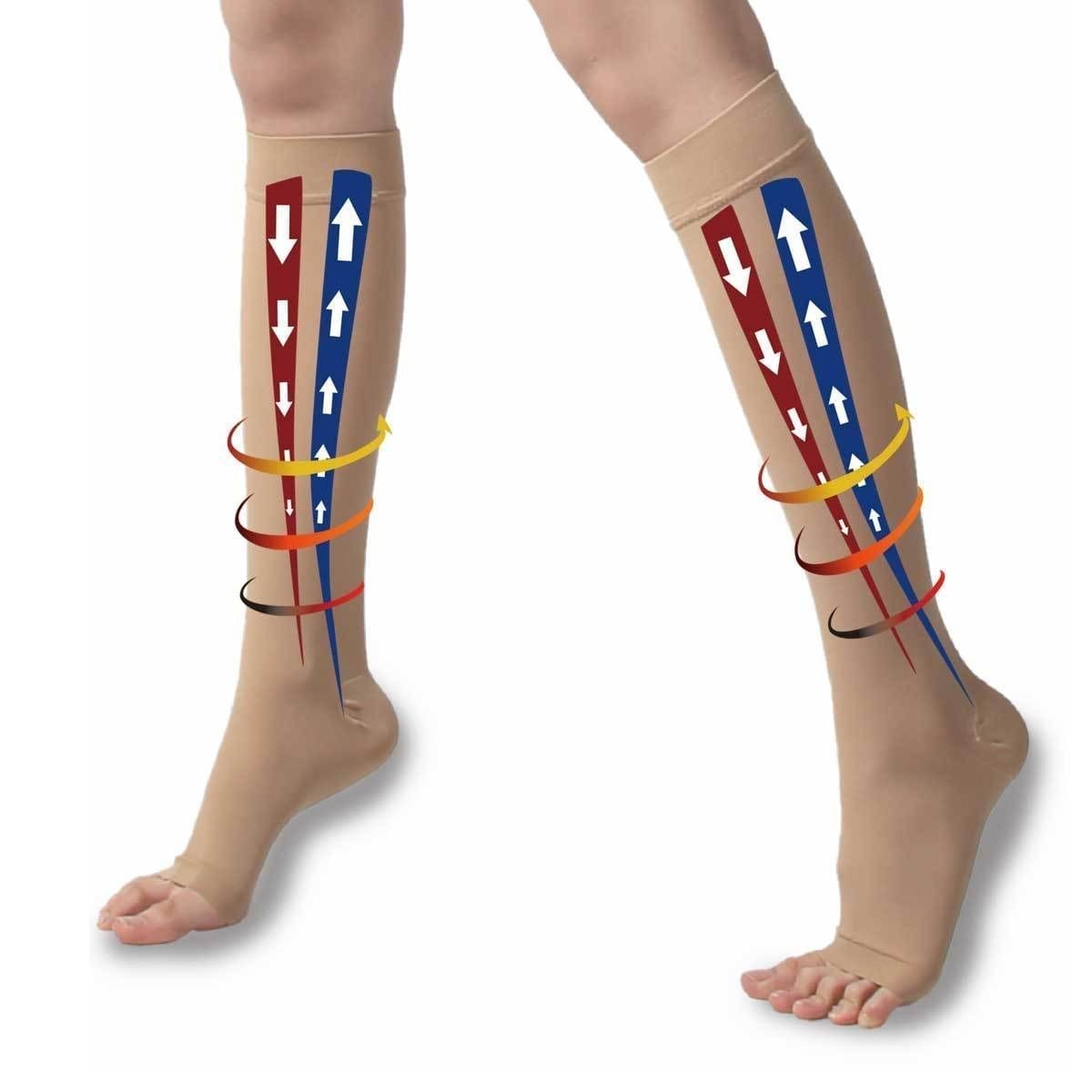 TXG Travel Stockings - Opaque Knee-High Open Toe Unisex Stockings