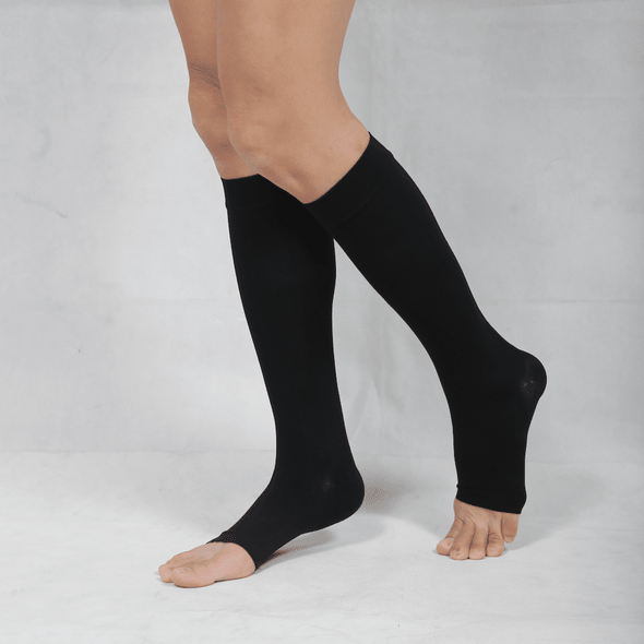 TXG Opaque Open Toe Compression Stockings - Knee-High